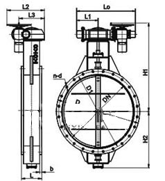 D941W-0.5C电动通风法兰蝶阀主要外形连接尺寸图