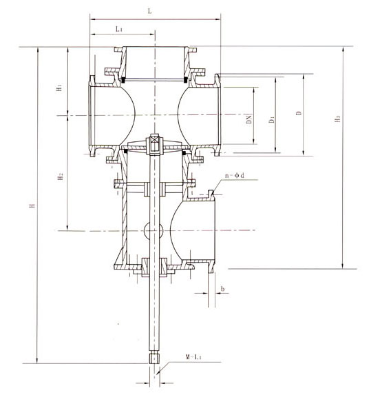 SQ48X-1三通切换阀外形结构尺寸图